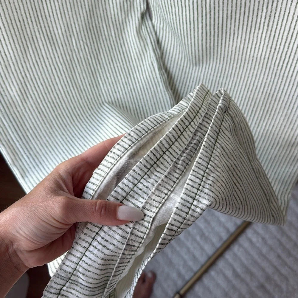 ZARA High-Rise White & Green Striped Pants, Size EUR 36 / US 4 - Picture 7 of 9